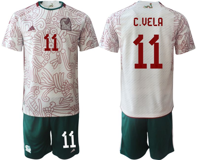 Men 2022 World Cup National Team Mexico away white 11 Soccer Jerseys